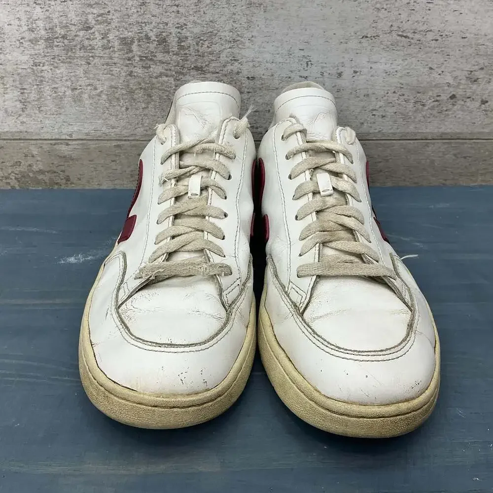 Veja V-12 Extra White Marsala Nautico Leather Sneakers Men’s US 10
